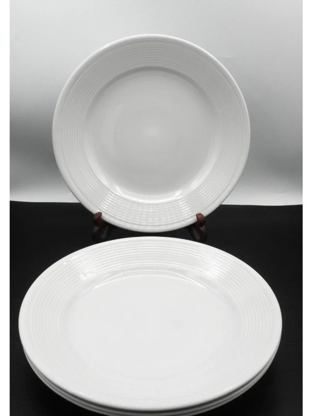 MSY19 by Mainstays 11.25 Inch Dinner Plates Set of 4 White Raised Ring on Rim